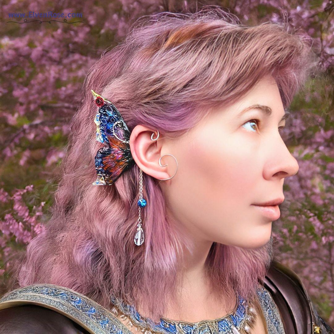 Roseglen Fairy Ear Wrap Earrings - Elven Rose