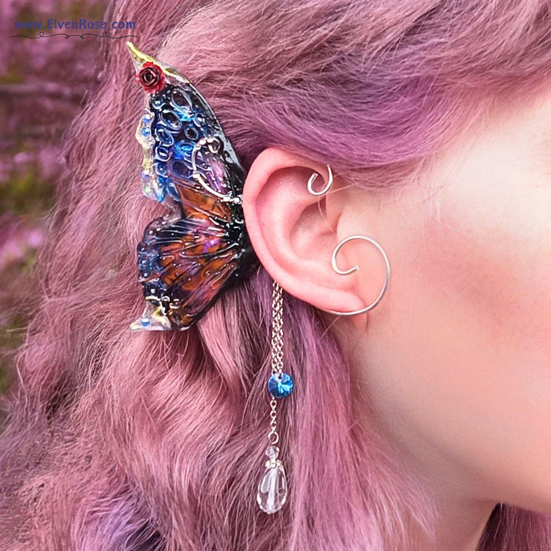 Roseglen Fairy Ear Wrap Earrings - Elven Rose