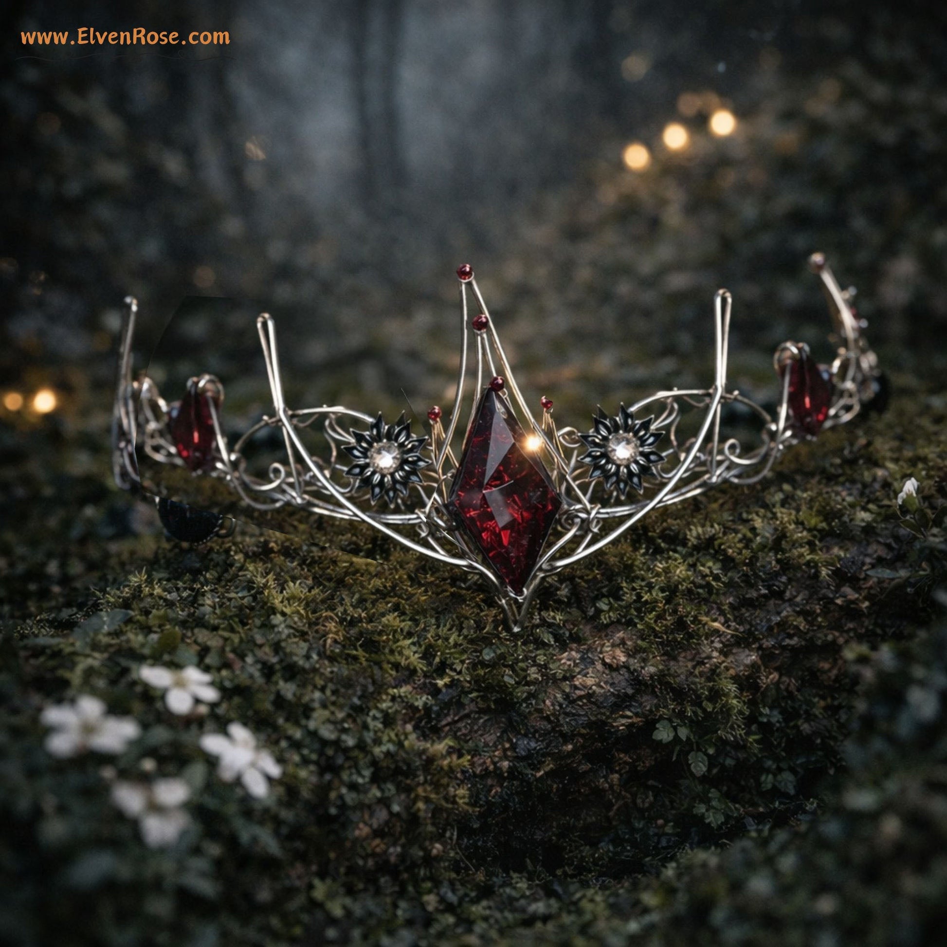 "Shadowthorn Crown" Dark Elf Crown - Elven Rose