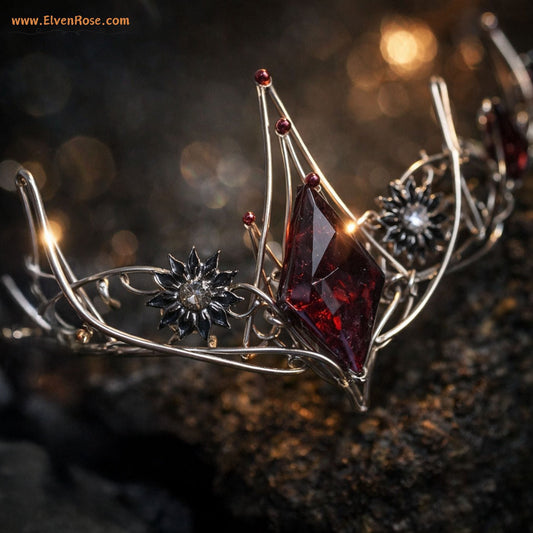 "Shadowthorn Crown" Dark Elf Crown - Elven Rose