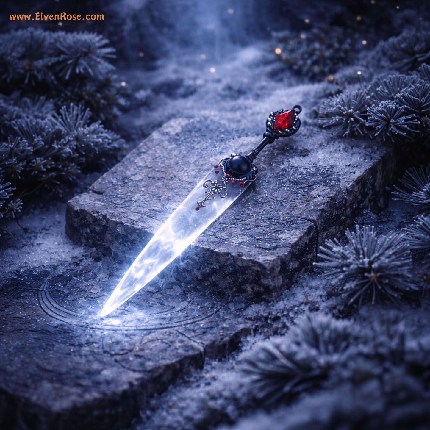 "Shadowthorn Dagger" glow in the dark bookmark - Elven Rose