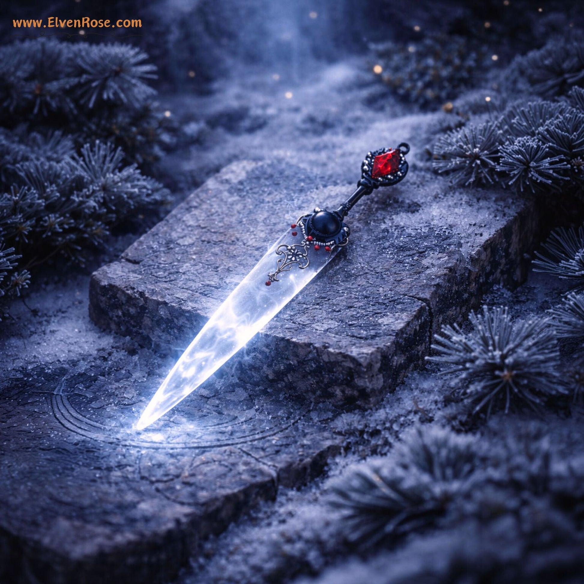 "Shadowthorn Dagger" glow in the dark bookmark - Elven Rose