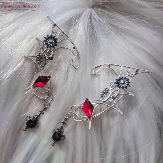 "Shadowthorn Elf Ears" Dark Elf Ear Cuffs - Elven Rose