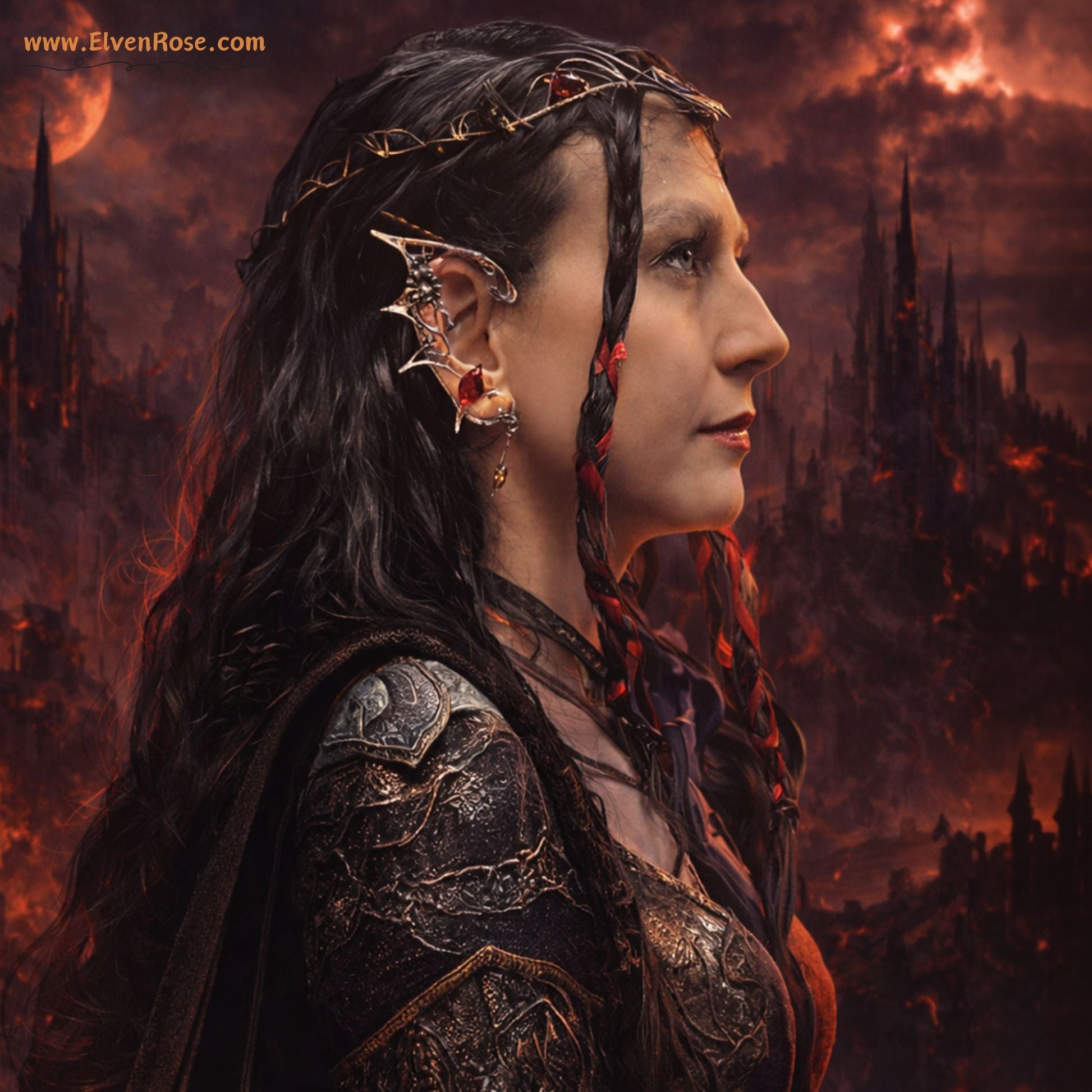 "Shadowthorn Elf Ears" Dark Elf Ear Cuffs - Elven Rose