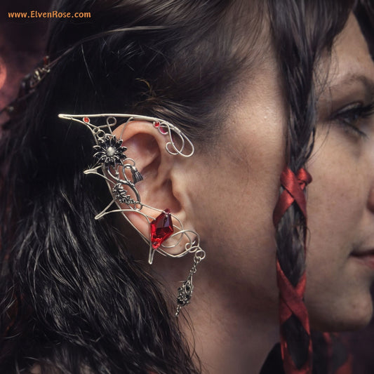 "Shadowthorn Elf Ears" Dark Elf Ear Cuffs - Elven Rose