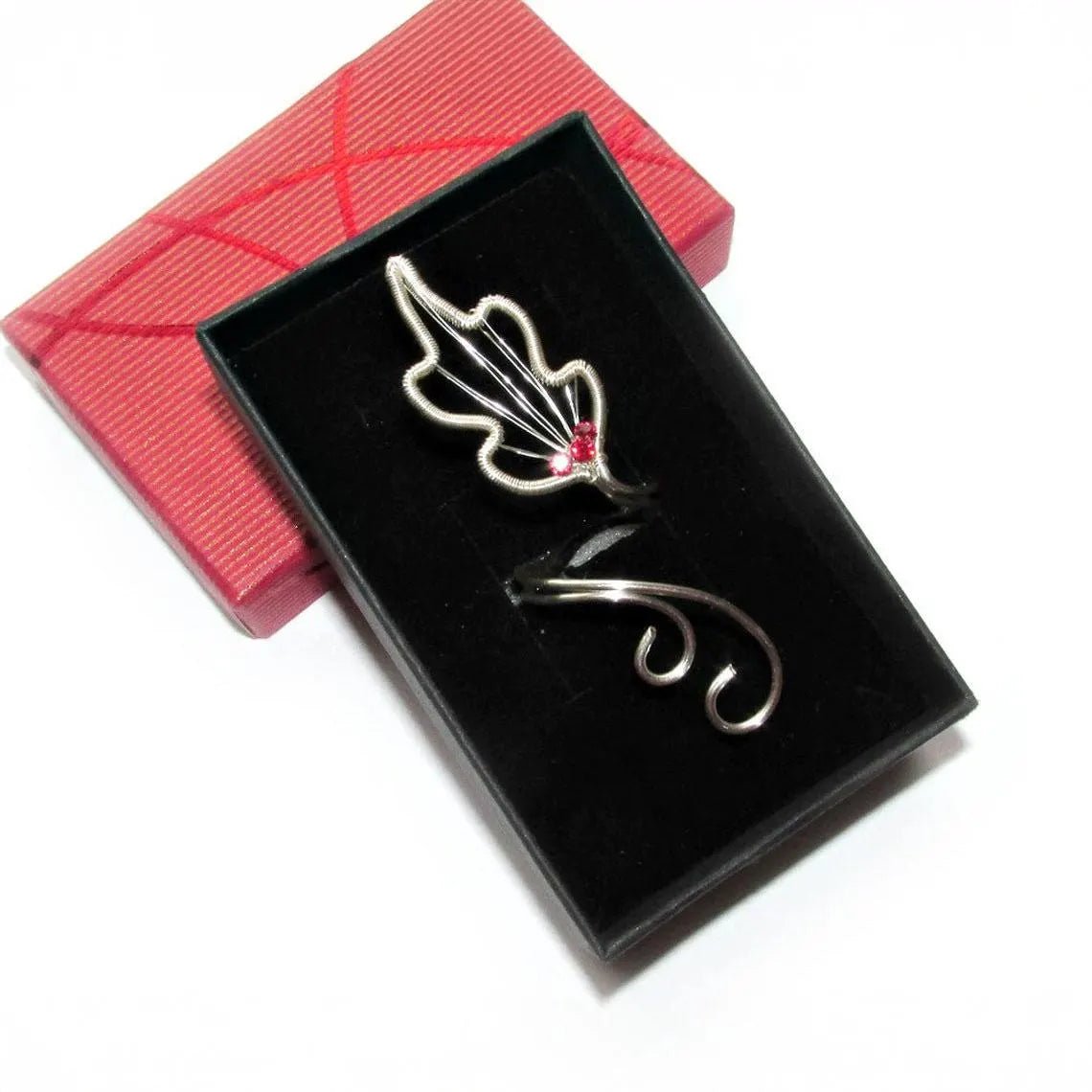 Silver Fantasy Leaf ring - Elven Rose