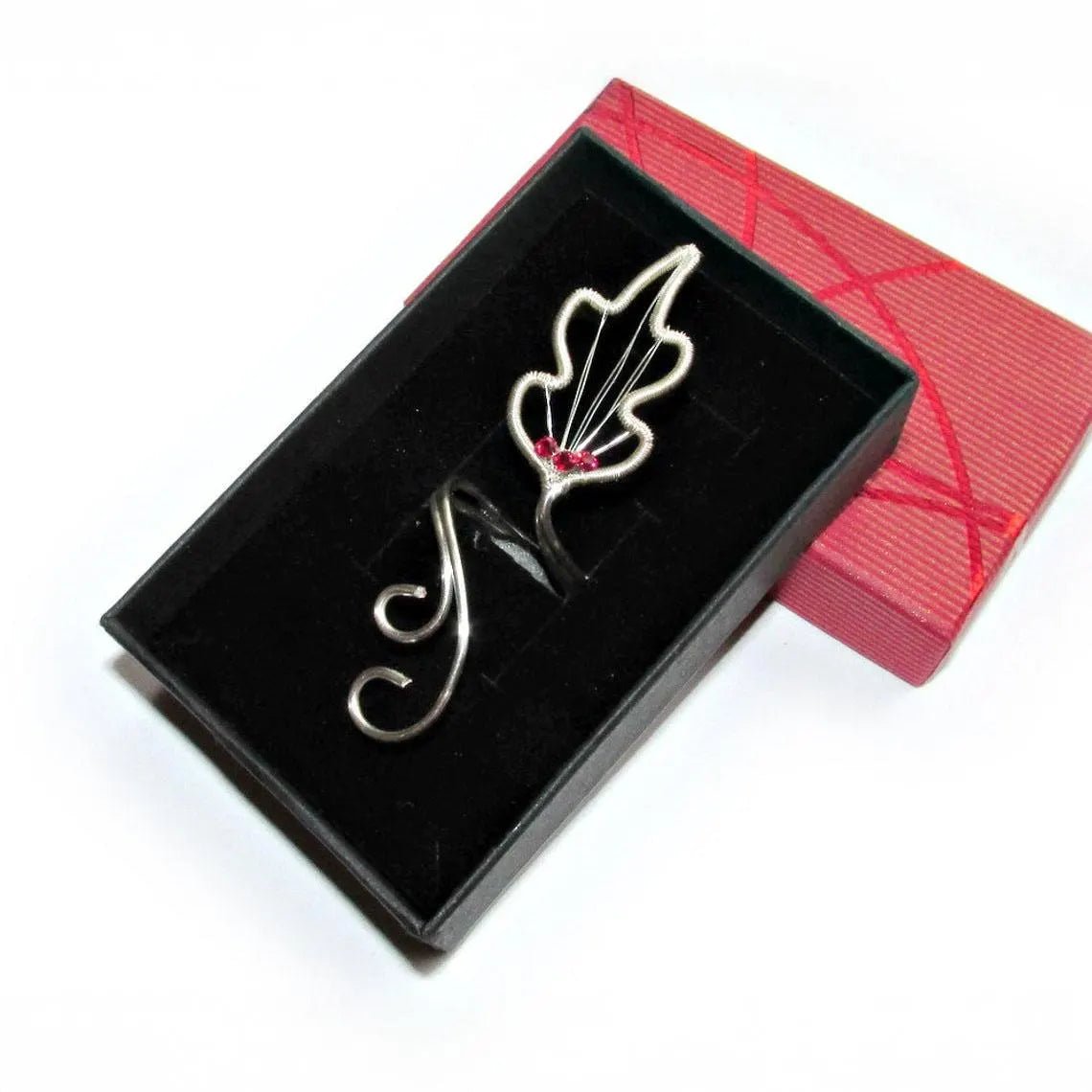 Silver Fantasy Leaf ring - Elven Rose