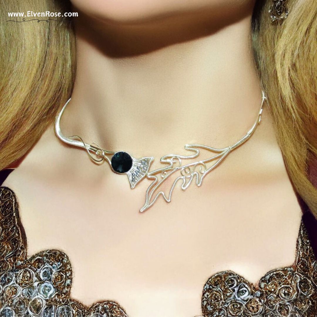 Silver Thistle Necklace - Elven Rose