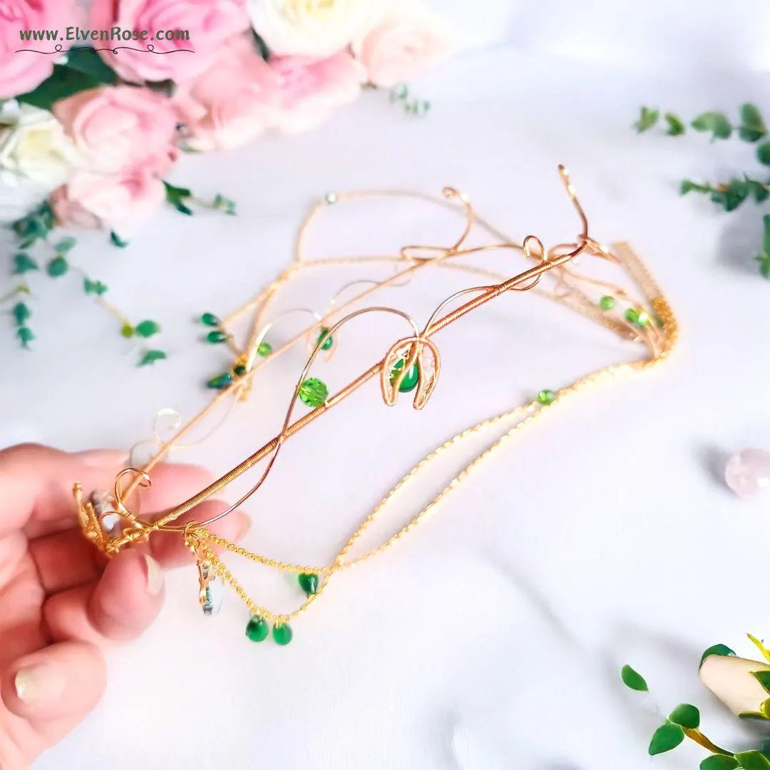 "Spirit of Nature" Fantasy Crystal Crown - Elven Rose