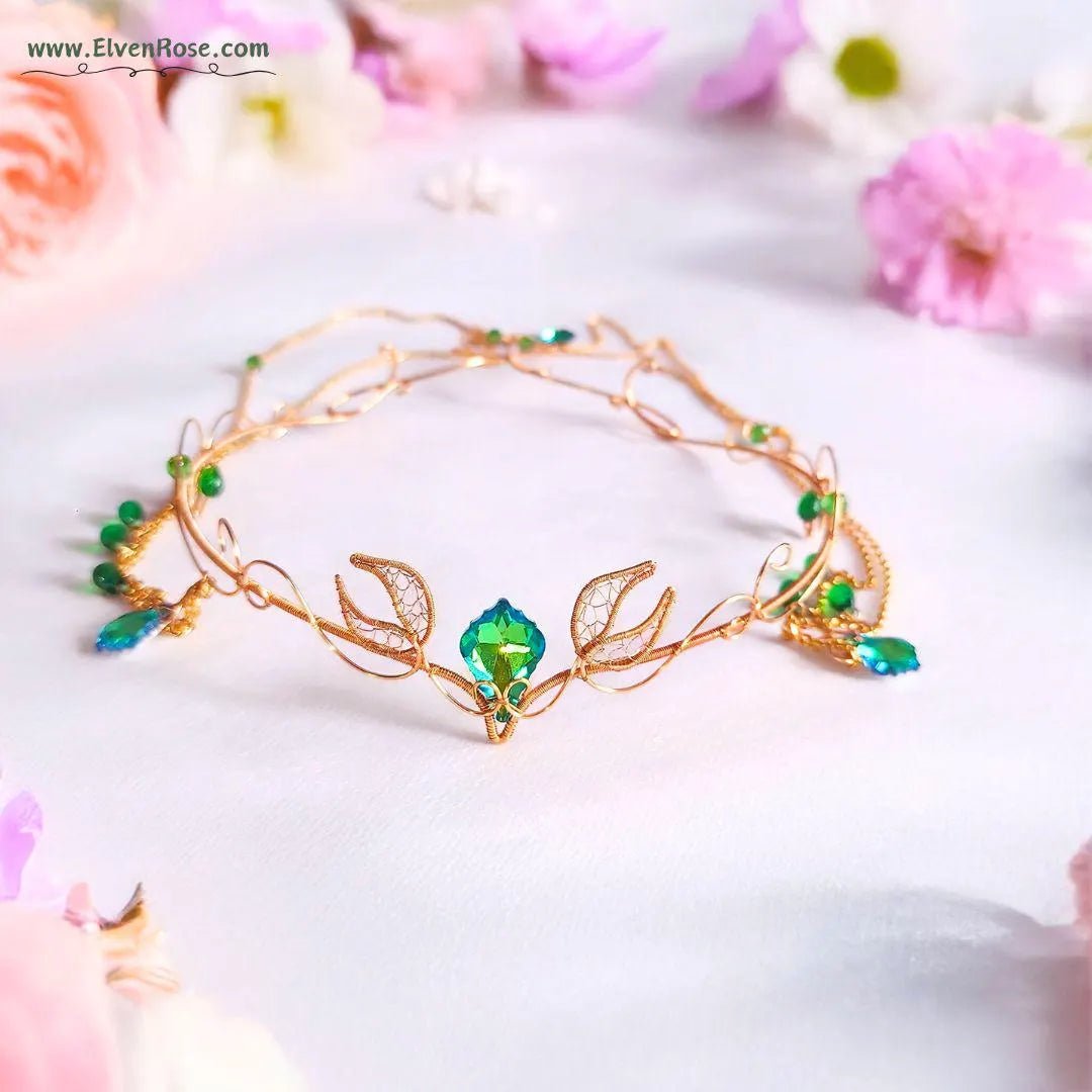 "Spirit of Nature" Fantasy Crystal Crown - Elven Rose