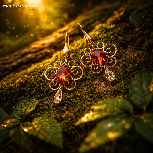 "Sunset Crystals Earrings" Art Nouveau earrings - Elven Rose