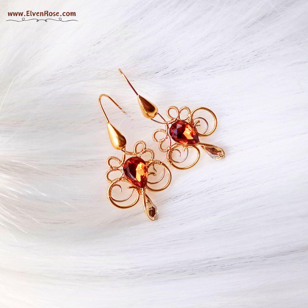 "Sunset Elegance Earrings" Art Nouveau earrings - Elven Rose