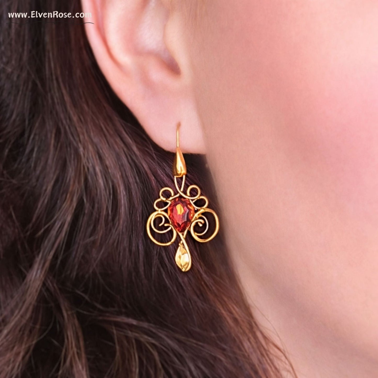 "Sunset Elegance Earrings" Art Nouveau earrings - Elven Rose