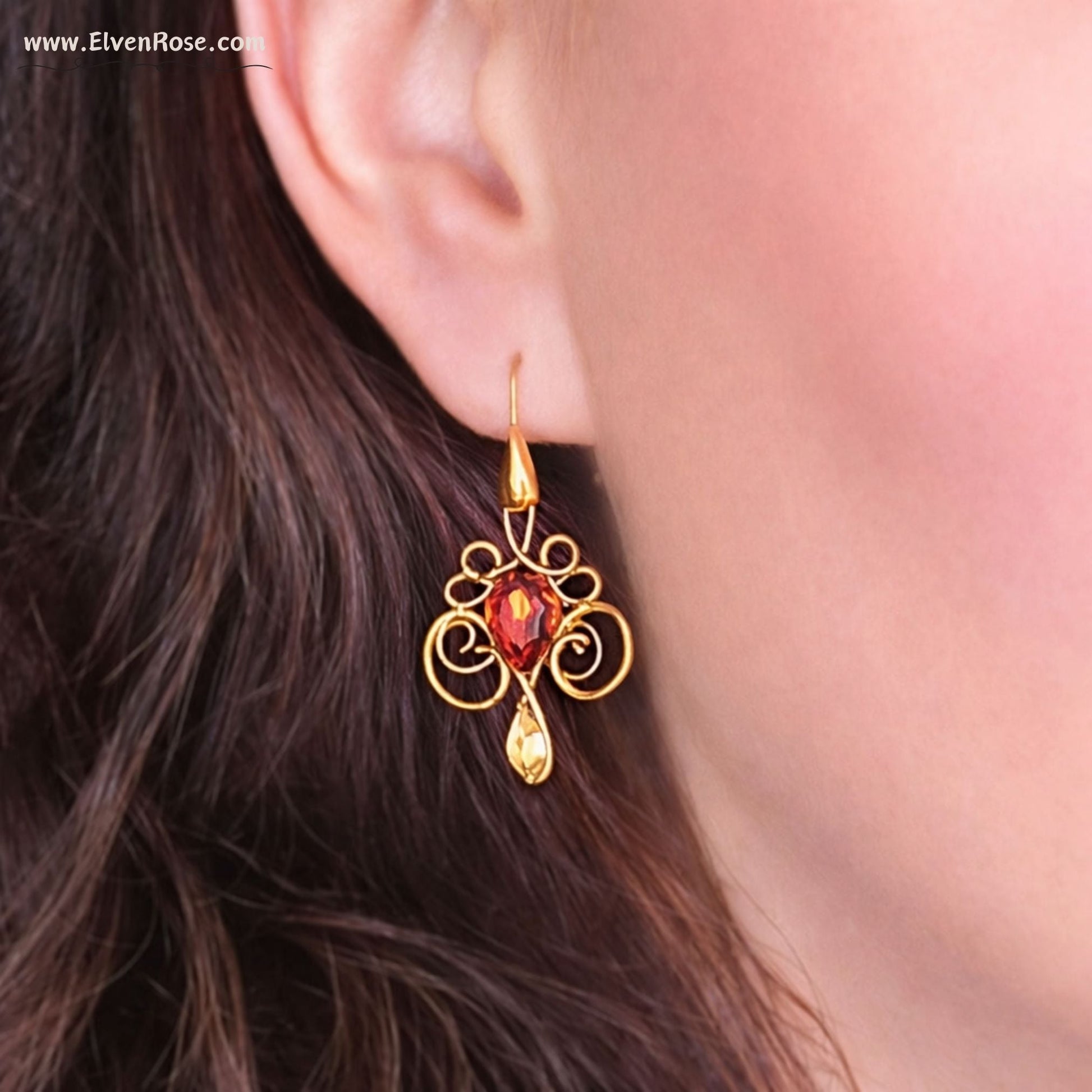 "Sunset Elegance Earrings" Art Nouveau earrings - Elven Rose