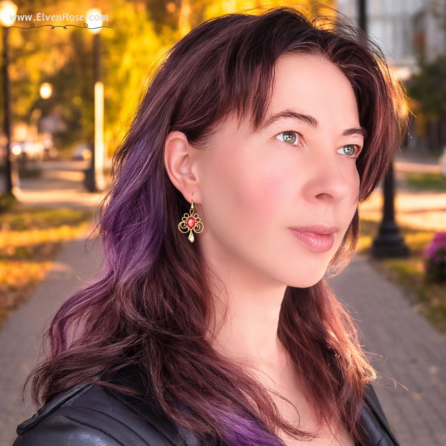 "Sunset Elegance Earrings" Art Nouveau earrings - Elven Rose