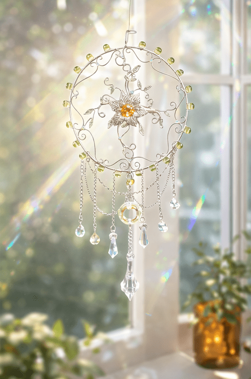 "Sunwoven Sigil of Thalirien" Elven Suncatcher Window Hanging - Elven Rose