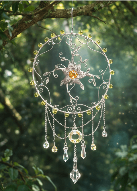"Sunwoven Sigil of Thalirien" Elven Suncatcher Window Hanging - Elven Rose