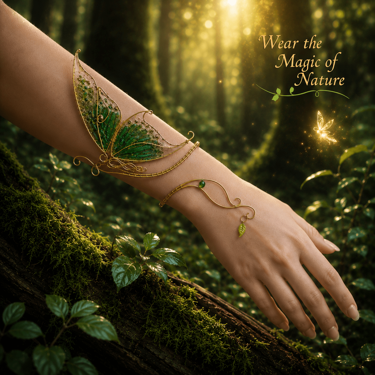 "Sylvan Butterfly Arm Cuff" Forest Fairy Bracelet - Elven Rose