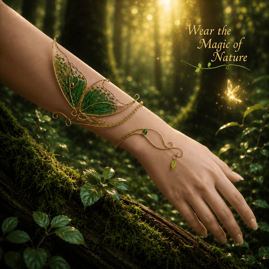 "Sylvan Butterfly Arm Cuff" Forest Fairy Bracelet - Elven Rose