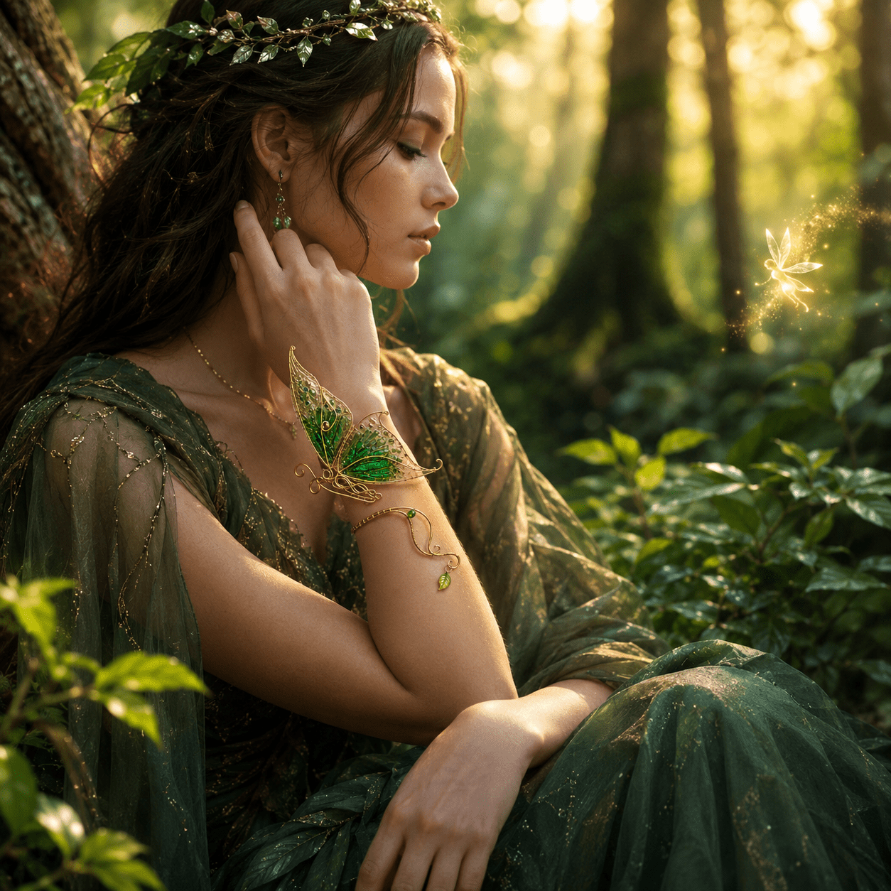 "Sylvan Butterfly Arm Cuff" Forest Fairy Bracelet - Elven Rose