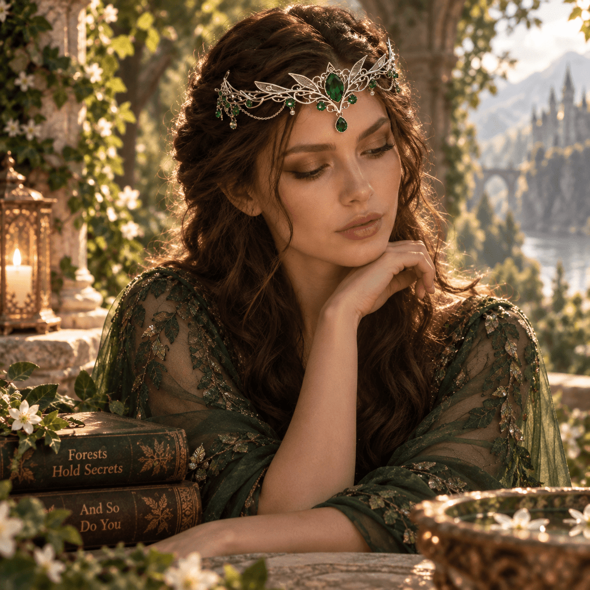 Sylvan Emerald Elven Tiara for Fantasy Weddings & Cosplay - Elven Rose
