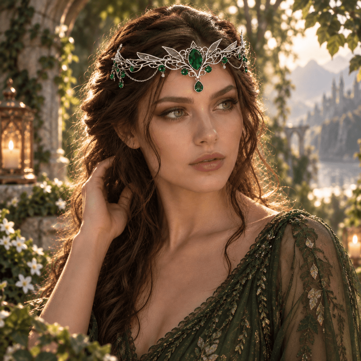 Sylvan Emerald Elven Tiara for Fantasy Weddings & Cosplay - Elven Rose