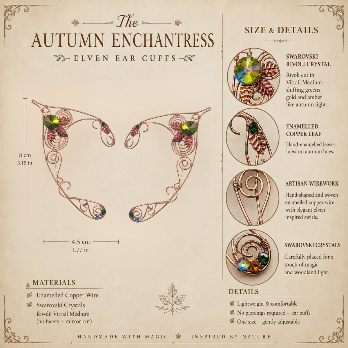 The Autumn Enchantress – Elven Ear Cuffs - Elven Rose