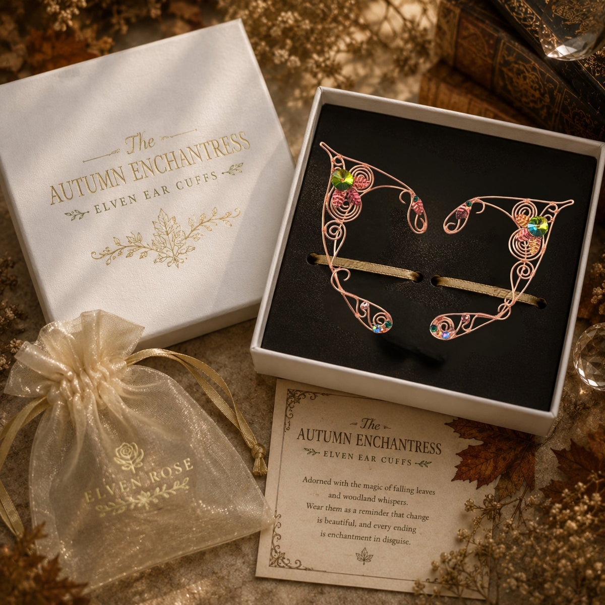 The Autumn Enchantress – Elven Ear Cuffs - Elven Rose