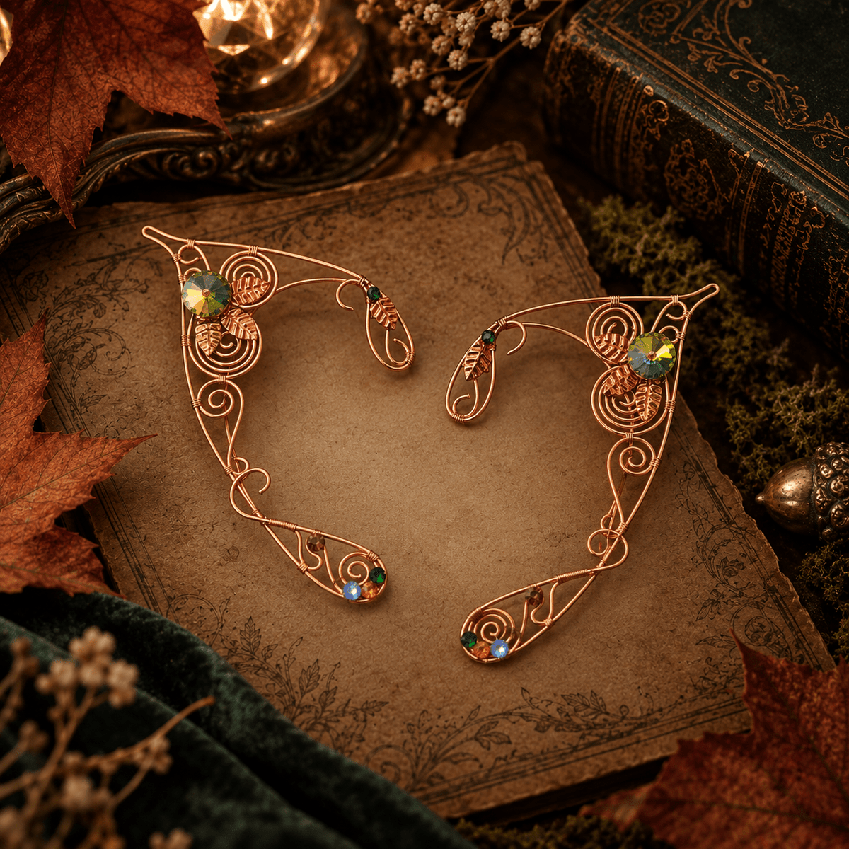 The Autumn Enchantress – Elven Ear Cuffs - Elven Rose
