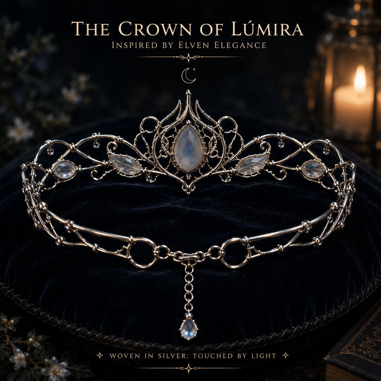 The Crown of Lúmira – Moonlit Elven Crown - Elven Rose