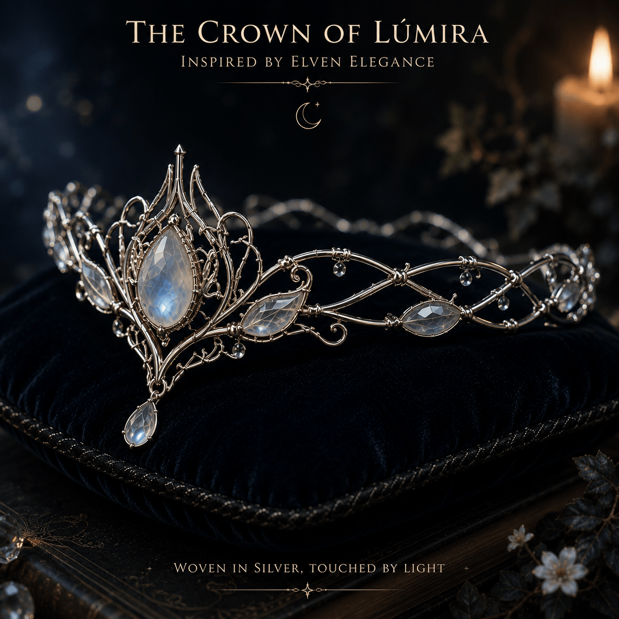 The Crown of Lúmira – Moonlit Elven Crown - Elven Rose