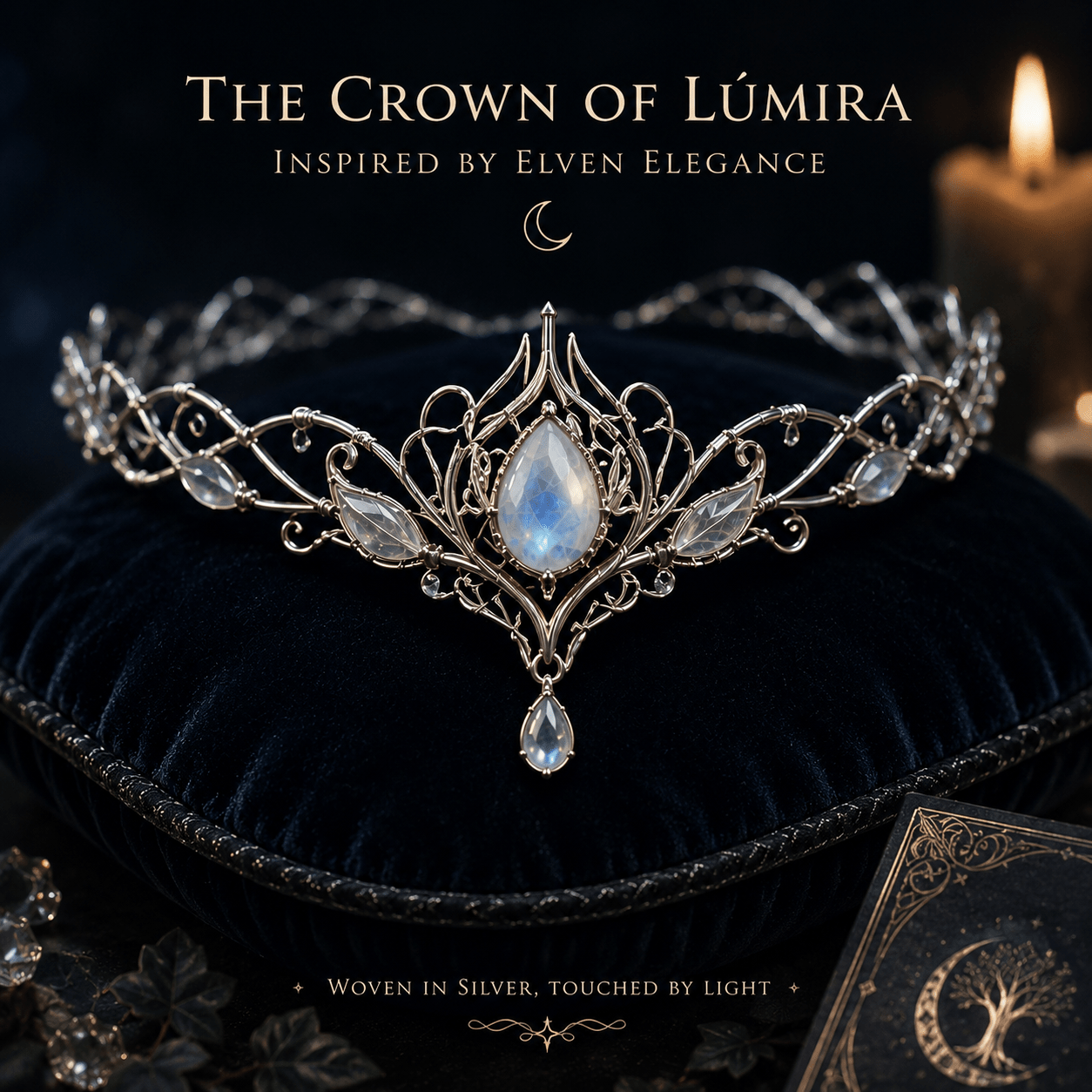 The Crown of Lúmira – Moonlit Elven Crown - Elven Rose