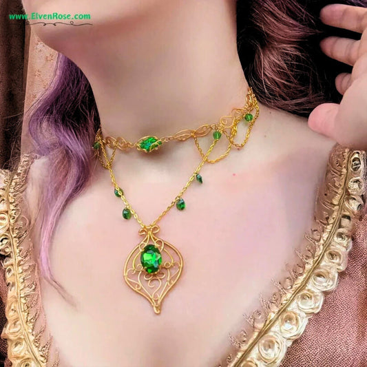 "The Forestheart Necklace" Elven Jewelry - Elven Rose