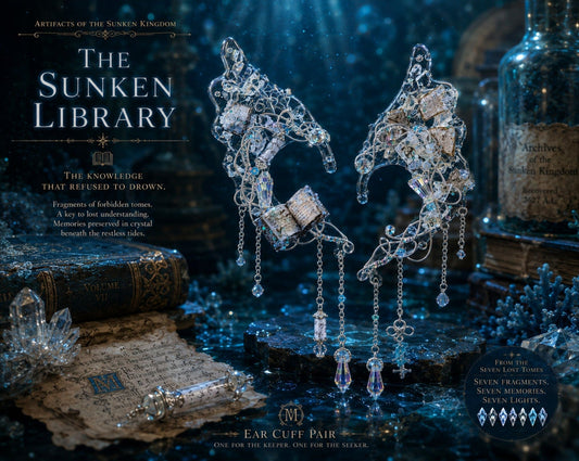 The Sunken Library — Fantasy Ear Cuff Pair - Elven Rose
