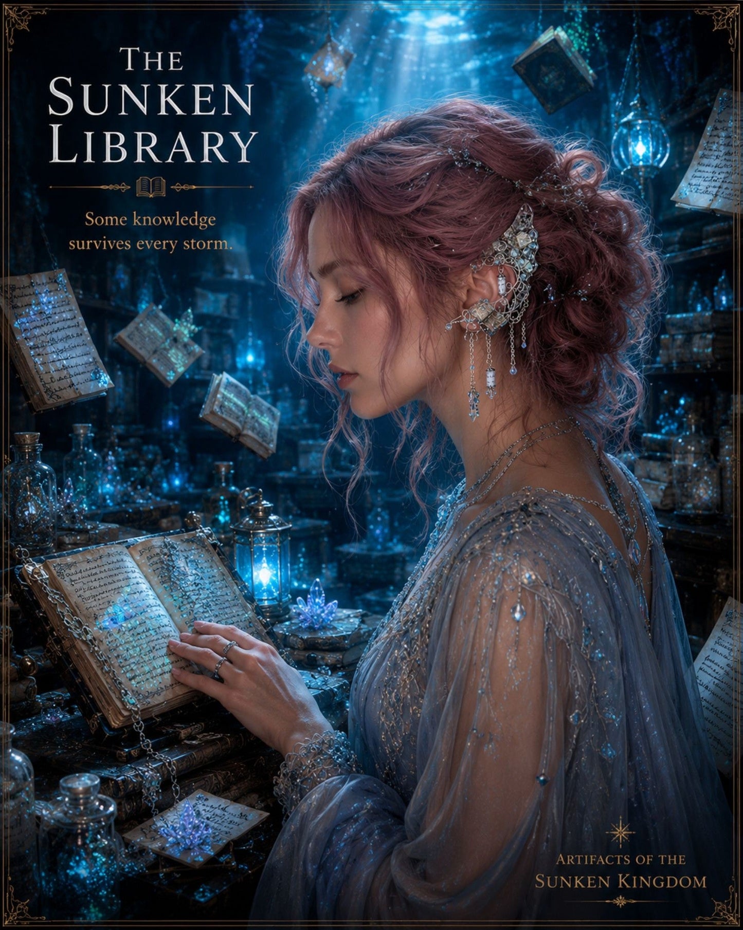 The Sunken Library — Fantasy Ear Cuff Pair - Elven Rose