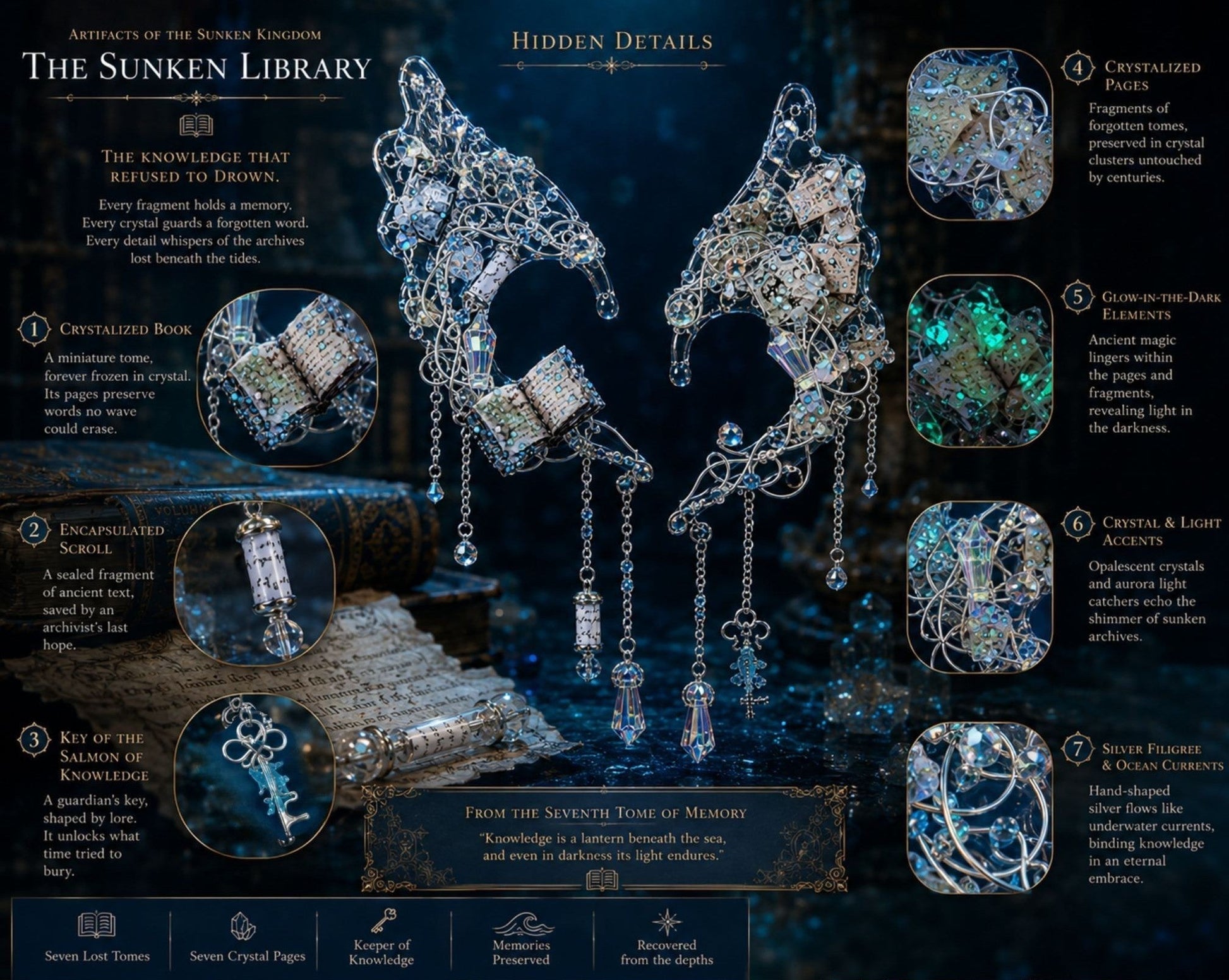 The Sunken Library — Fantasy Ear Cuff Pair - Elven Rose