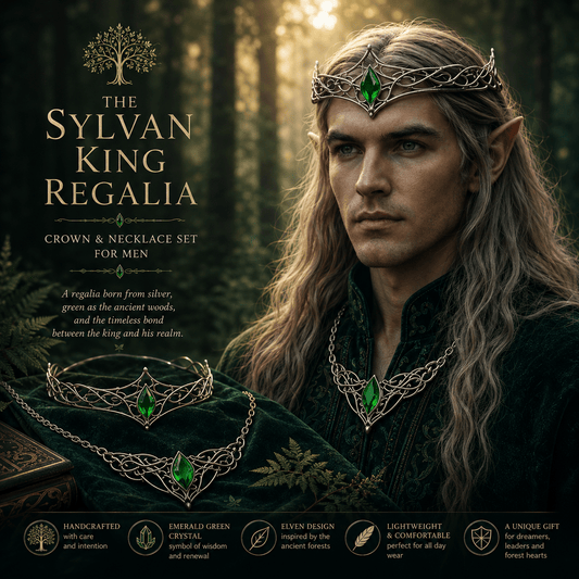 The Sylvan King Regalia – Elven Crown & Necklace Set for Men - Elven Rose