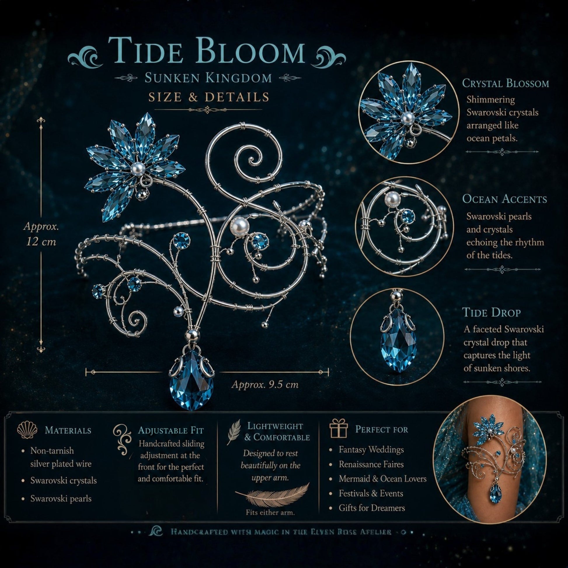 Tide Bloom Arm Cuff - Elven Rose