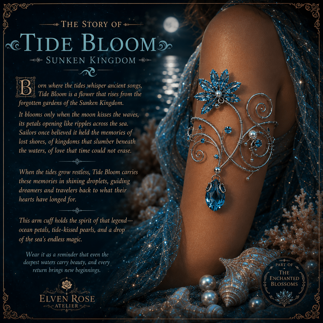 Tide Bloom Arm Cuff - Elven Rose