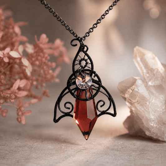 Twilight Talisman Pendant – Gothic Elven Crystal Necklace - Elven Rose