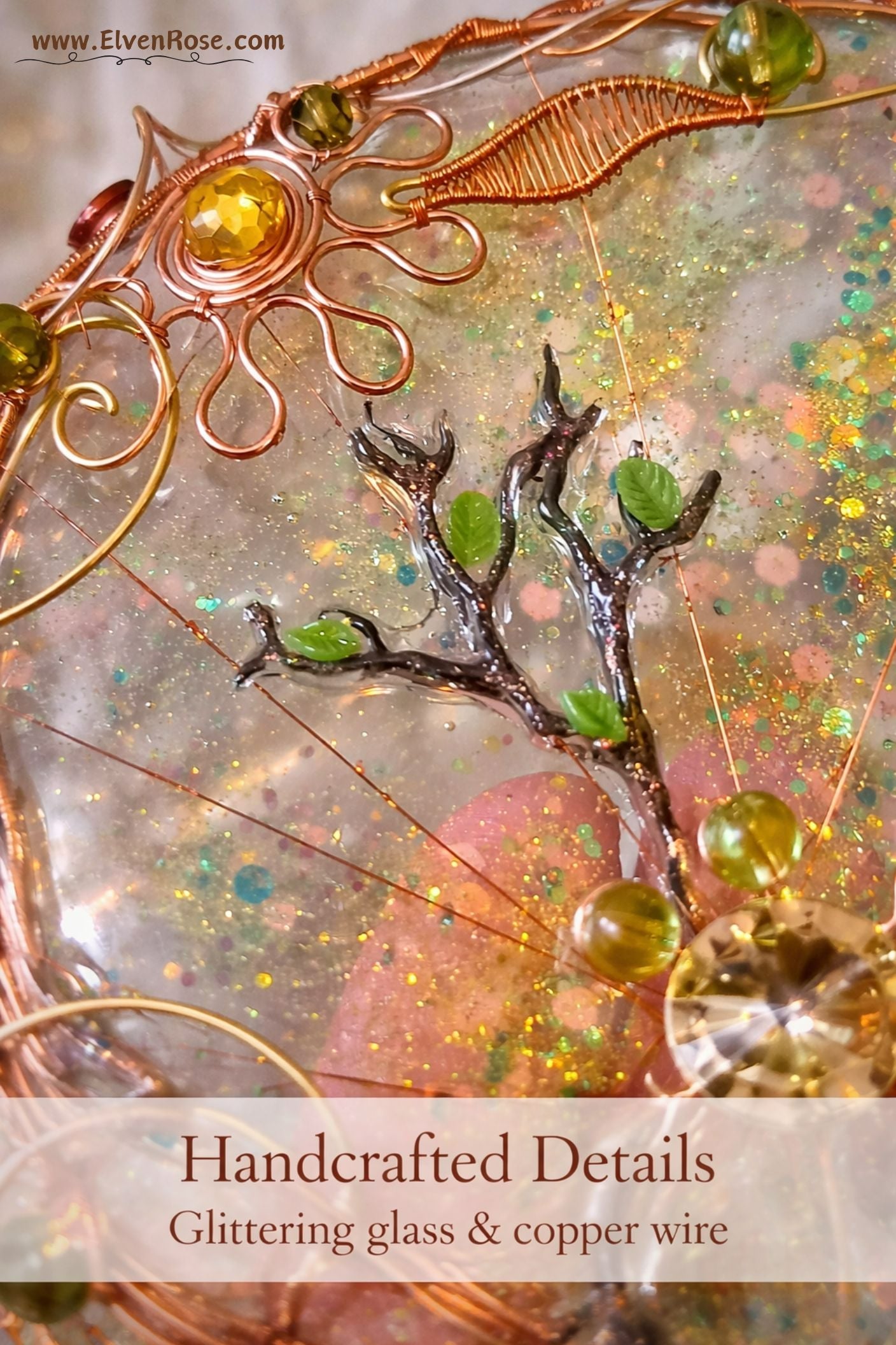 Veilroot Heart – Tree of Life Suncatcher - Elven Rose