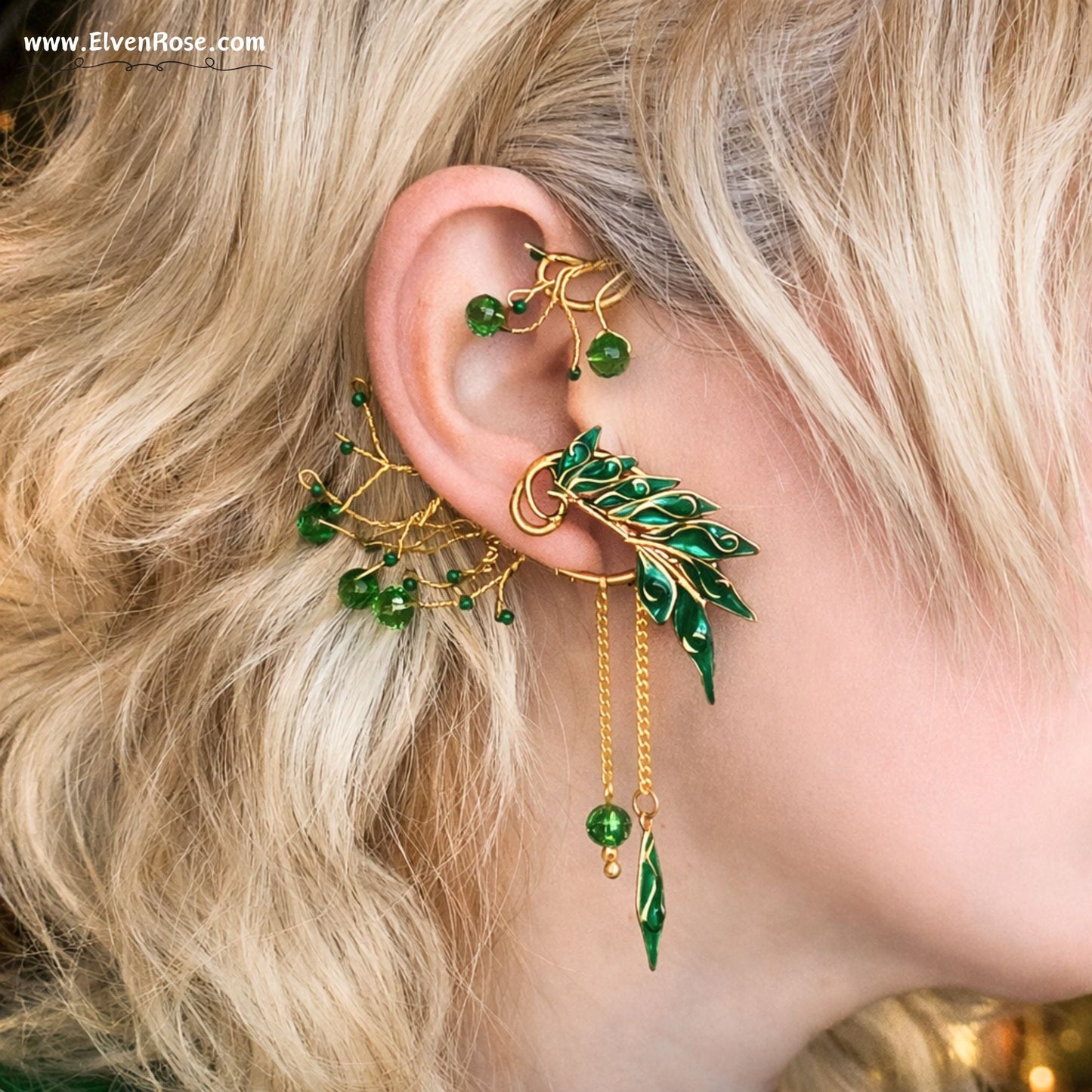 Verdant Aurëlinn Ear Wrap Earring - Elven Rose
