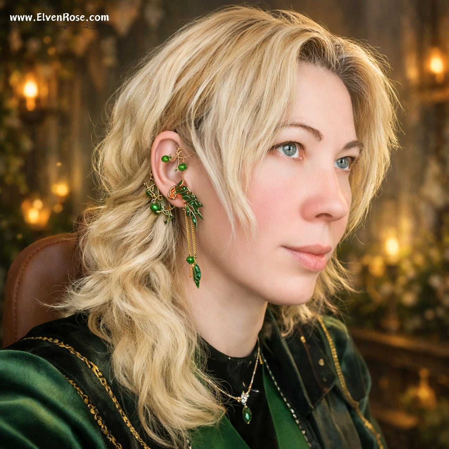 Verdant Aurëlinn Ear Wrap Earring - Elven Rose