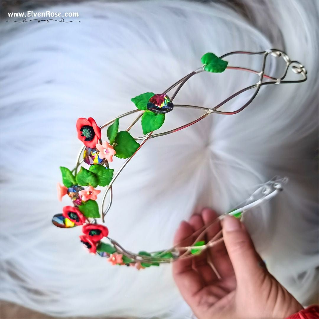 Vibrant Floral Headband - Elven Rose