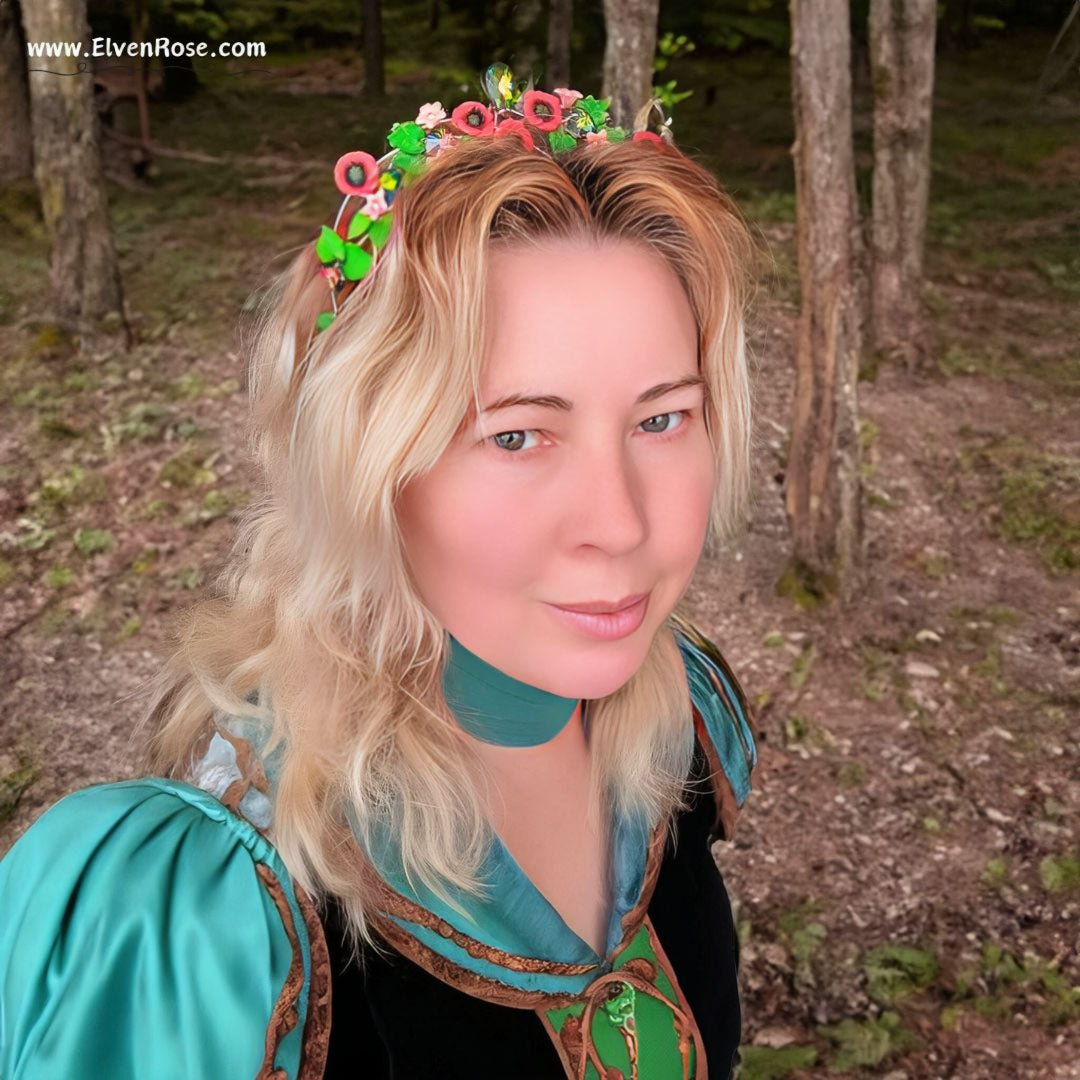 Vibrant Floral Headband - Elven Rose