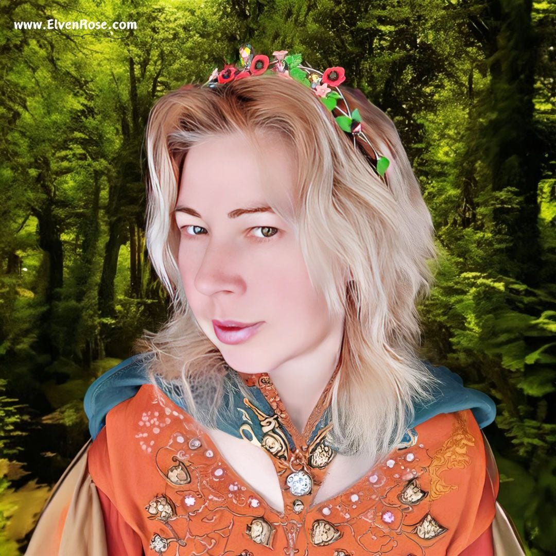 Vibrant Floral Headband - Elven Rose