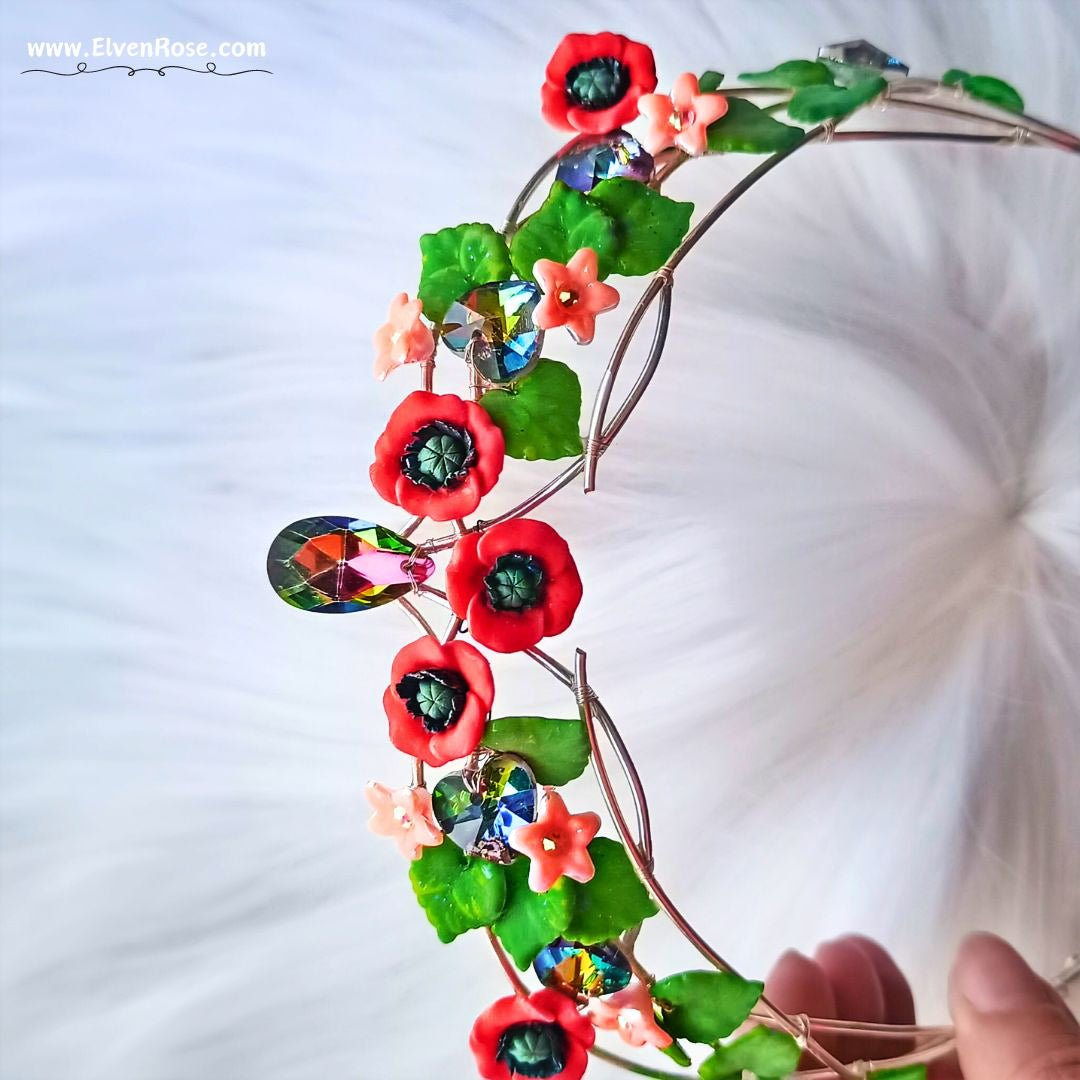 Vibrant Floral Headband - Elven Rose