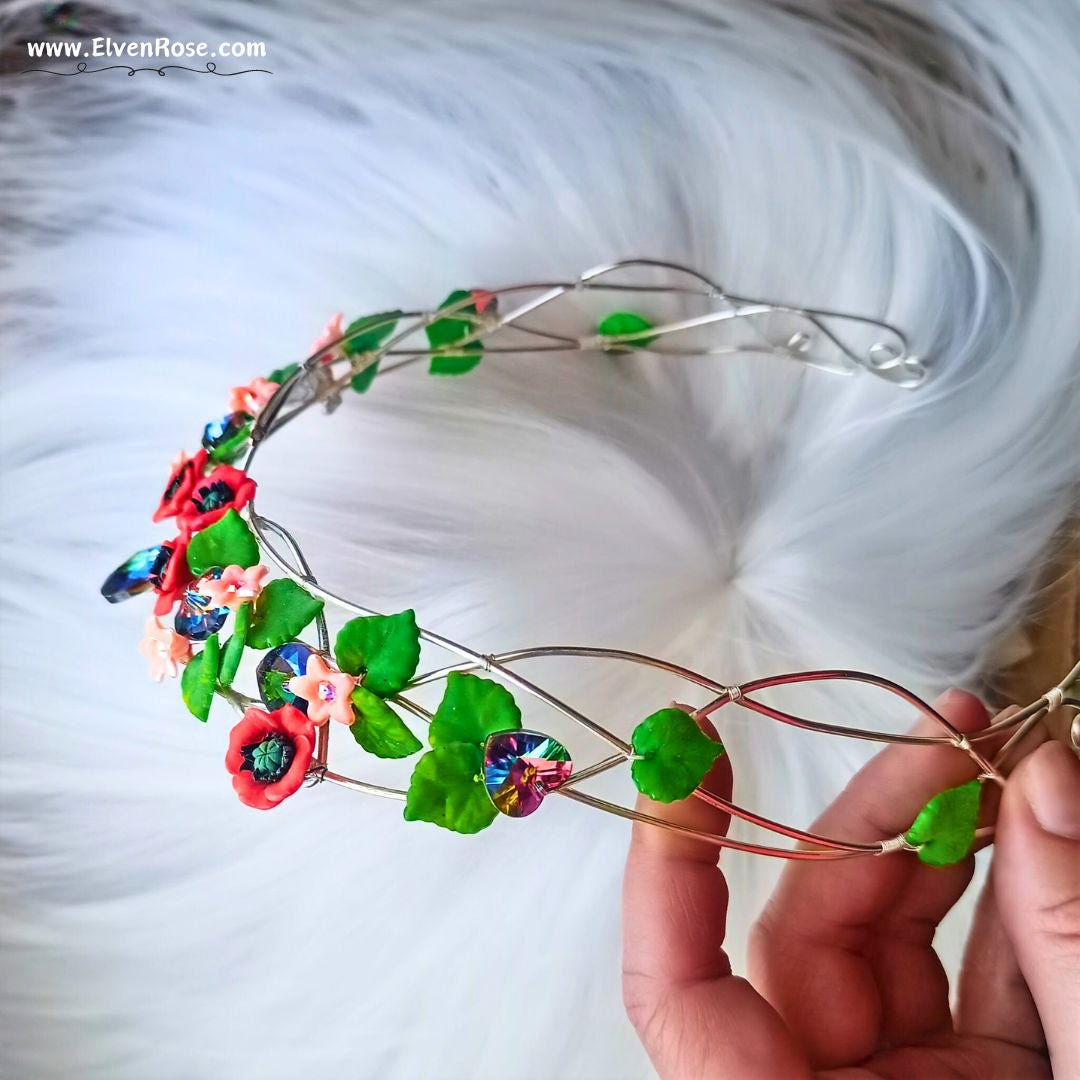 Vibrant Floral Headband - Elven Rose
