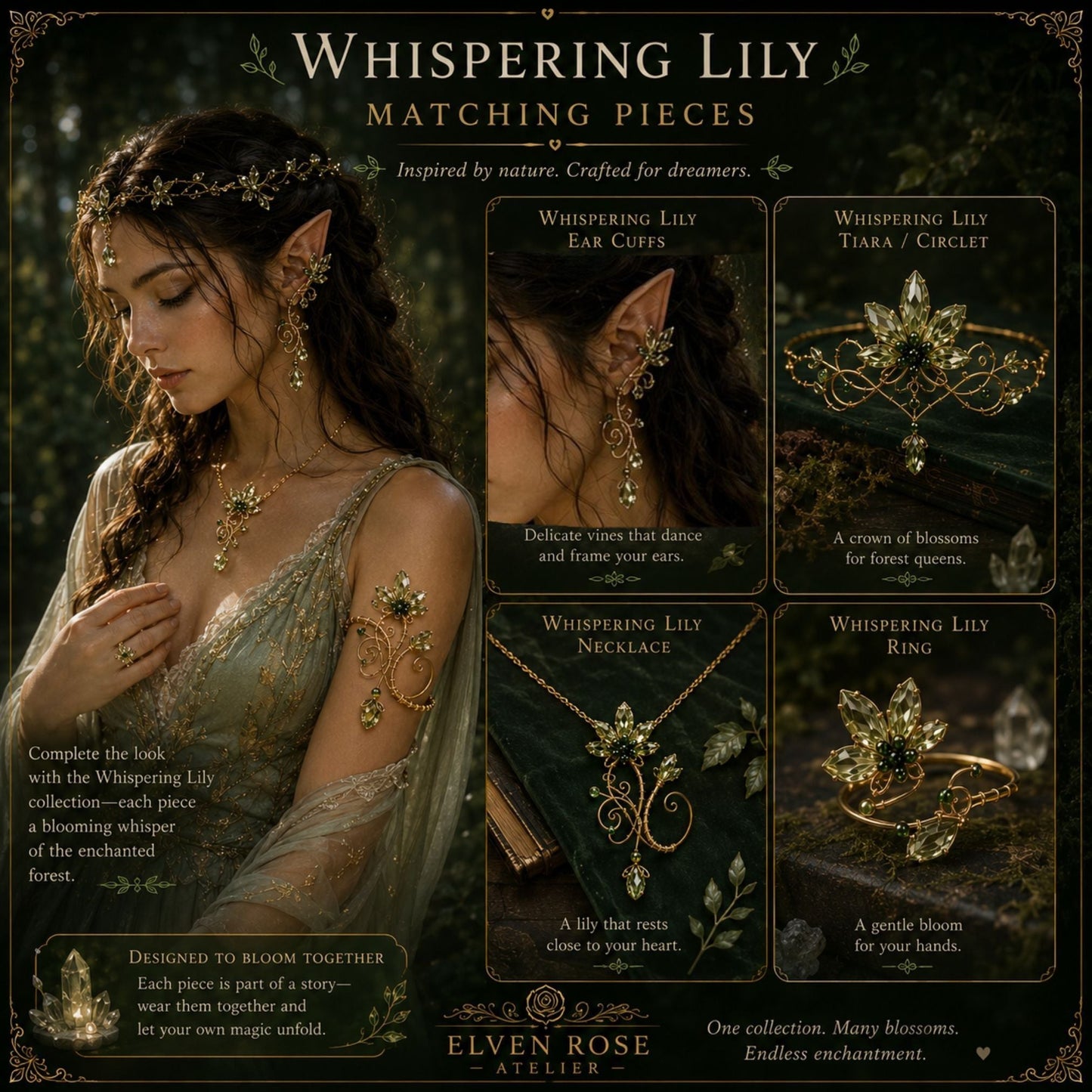 Whispering Lily Arm Cuff - Elven Rose