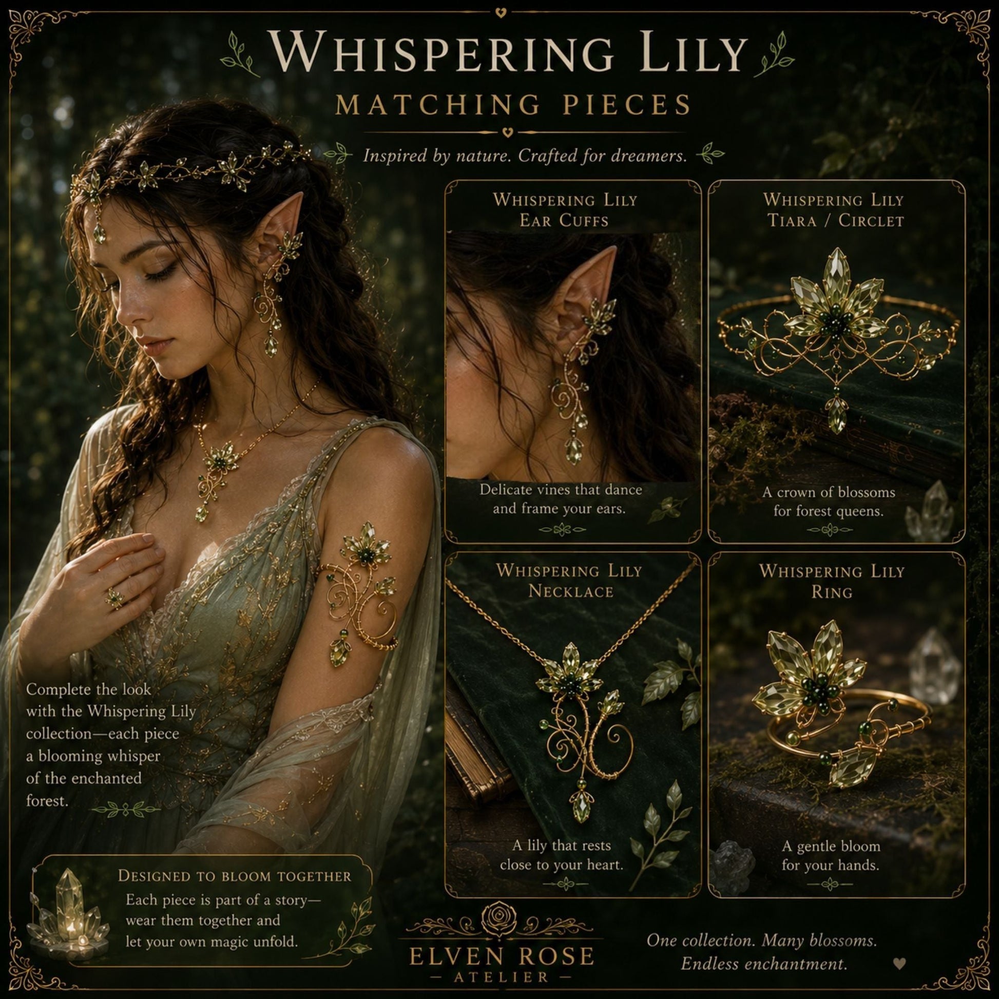 Whispering Lily Arm Cuff - Elven Rose